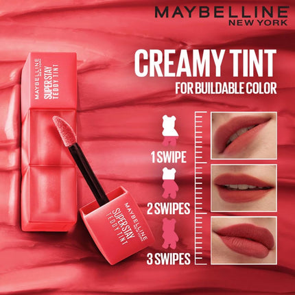 Maybelline New York Super Stay Teddy Tint - Lip and Cheek Color, Skinny Dip, 5ml | Teddy Soft Matte up to 12Hr | Multi Use | Comfortable Long wear formula |Buildable |Natural flushed look in one swipe 