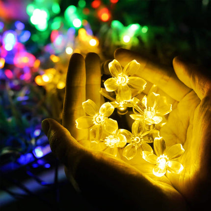 Epyz Solar Sakura Flower String Light Outdoor Waterproof Blossom String Light Solar Power for Garden,Lawn,Patio,Christmas Tree,Party Decorations [ 30 LED, Warm Yellow Light, Pack of 1 ] 