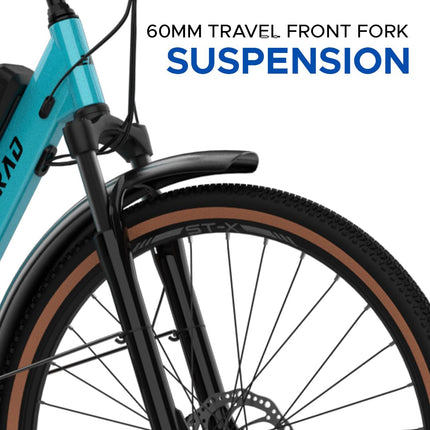 EMotorad ST-X Unisex City Electric Cycle with 7.65Ah Li-Ion Removable Battery | High-T Step-Through Steel Frame | Cluster C2 Display | 5 Levels of Pedal Assist | 250W Rear Hub Motor (Teal Blue) 