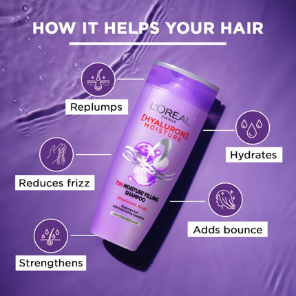 L'Oreal Paris Hyaluron Moisture 72H Filling Shampoo With Hyaluronic Acid for Dry & Dehydrated Hair 340ML + Conditioner 180 mL, Regime Pack of 2 