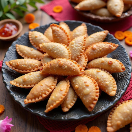 Authentic Homemade Gujiya By Savita Kitchen | Traditional Indian Sweet | Made with Khoya, Dry Fruits, and Cardamom | Crispy & Delicious | Perfect for Holi, Diwali, and Festive Gifting | Fresh, Handcrafted, and Festive Mithai Box (400g) (12 Piece Approx) 