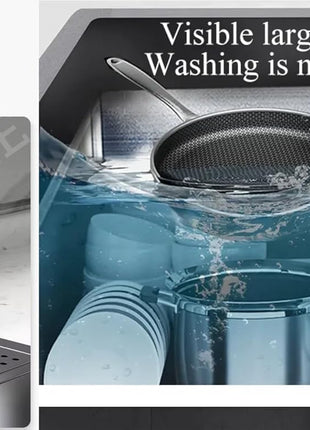 Kitchen Sink 35 Inch - SS 304 Grade Modular Kitchen Sink With Waterfall Pull Down Faucet | Single Bowl With RO-Water Purifier Tap | Fruit Basket & All Accessories (Black, Dustbin 35 X 18 X 9 Inch)