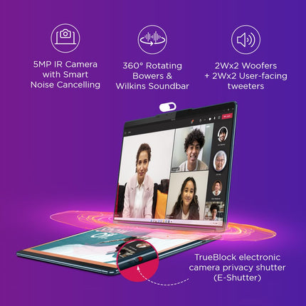 Lenovo Yoga Book 9 13th Gen Intel Evo Core i7 Dual 13.3" 2.8K OLED Display(2x33.7cm) with Pen+Keyboard|16GB/1TB SSD/Win 11/Office 2021/5.0MP IR Camera/360 B&W Rotating Soundbar/Teal/1.34Kg,82YQ001DIN 