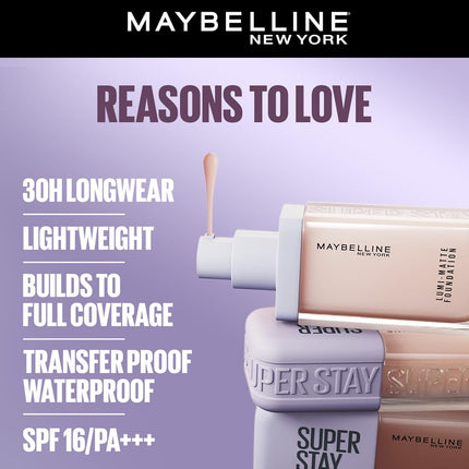 Maybelline New York Super Stay Lumi-Matte Liquid Foundation - 220, Up To 30H Long Wear, Water & Transfer Proof. SuperStay Lumi-Matte Liquid Foundation comes with Non-comedogenic & Vegan Formula | 35ml 