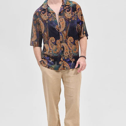 SNITCH Black Printed Box Fit Half Sleeve Oversized Shirts 