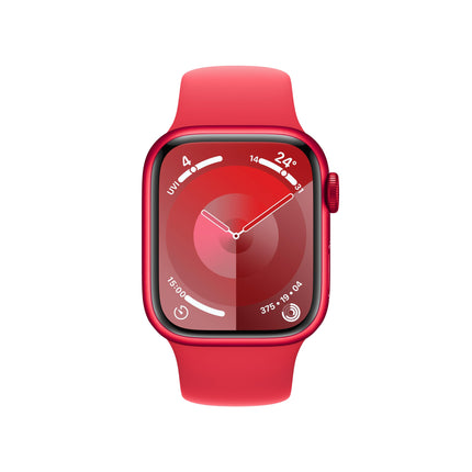 Apple Watch Series 9 [GPS 41mm] Smartwatch with (Product) RED Aluminum Case with (Product) RED Sport Band M/L. Fitness Tracker, Blood Oxygen & ECG Apps, Always-On Retina Display, Water Resistant 