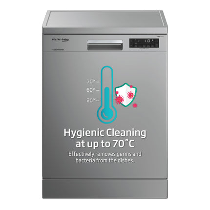 Voltas Beko 14 Place Setting Dishwasher, AquaFlex, AquaIntense (DF14S2,Silver), Free 1 Year Extended warranty 