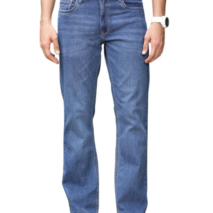 Thomas Scott Men's Mid-Rise Clean Look Boot Cut Jeans (TSJ217_Mid Indigo, 32) 