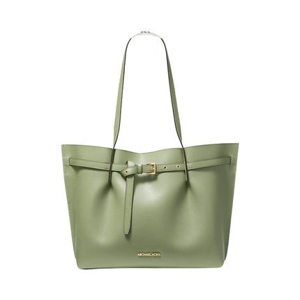 Michael Kors Emilia Large Triple Compartment Shoulder Bag Leather Tote Light Sage, Light Sage, Large 