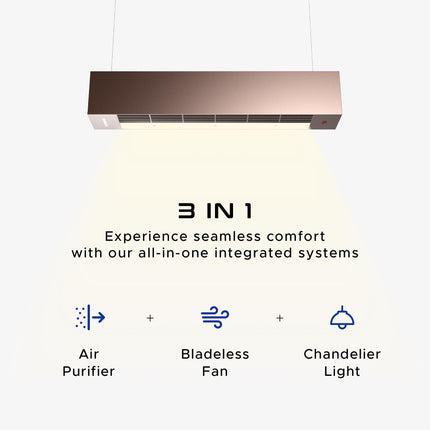 KARBAN Airzone Lite 3-In-1 Bladeless Ceiling Fan with Air Purifier & Light for Home & Office | CFD Technology Handcrafted Wooden Versatile Air Circulator Or Tower Fan (Brown, Natural LED Light) 