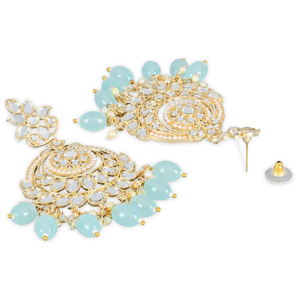 I Jewels Gold Plated Traditional Handcrafted Pearl Kundan Beaded Earrings for Women (E3020) 