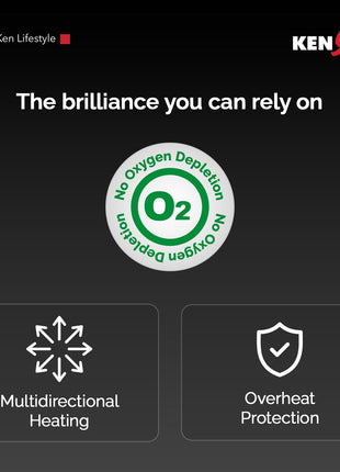 Kenstar Luxora 2900W 13-Fin Oil Filled Room Heater with 400W PTC Fan Heater | 3 Heat Settings | Adjustable Thermostat | Tip-Over Safety | Castor Wheels | 2-Year Warranty (Black & Gold)