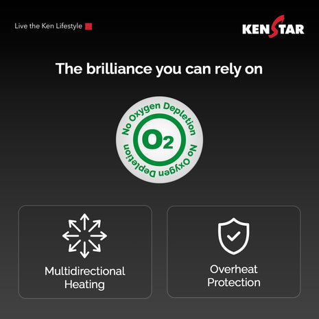 Kenstar Luxora 2900W 13-Fin Oil Filled Room Heater with 400W PTC Fan Heater | 3 Heat Settings | Adjustable Thermostat | Tip-Over Safety | Castor Wheels | 2-Year Warranty (Black & Gold)