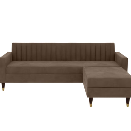 AMATA Elegant 4 Seater Sofa with Two Cushions Perfect for Home Office Guests Living Room (L Shape, Camel)(3 Year Warranty) 