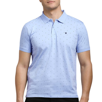 Louis Philippe Men's Cotton Regular Fit T-Shirt (LPKPMRGFV16285_Light Blue, Medium 