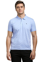 Louis Philippe Men's Cotton Regular Fit T-Shirt (LPKPMRGFV16285_Light Blue, Medium 