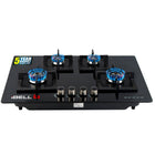 iBELL 590GH Gas Hob 4 Burner, Toughened Glass Top, with Auto Ignition and Premium Double Ring Forged Brass Burners (Black) 