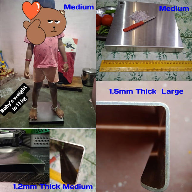 ALFRIDA WORLD Steel Chopping Board – 1st Time in India -New Launch | ISO Certified Sockist’s 202 Grade Stainless Steel Chopping Board Large | Heavy-Duty Chopping Board Steel | 30 Year Warranty (M) 