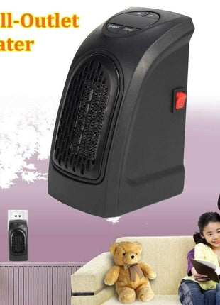 Small Electric Handy Room Heater Compact Plug-in||The Wall Outlet Space Heater 400Watts Garage Bathroom Home||Handy Air Warmer Blower Adjustable Timer Digital Display for Office/Camper