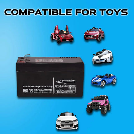 12V 7Ah VRLA Battery for Kids Toy Cars, More Applications | Kids Driving EV Replaceable Battery for Car, Jeep, Bike (6 Month Warrenty, Battery (12V 7AH)) 