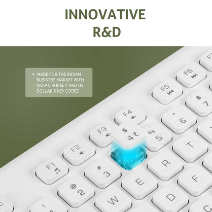Acer Wireless Keyboard & Mouse Combo with Attractive Durable Design, 2.4GHz Nano Receiver, 10m Range, Indian Rupee Key Code, 1600 DPI, 10M Keystrokes Life for Microsoft Windows and Mac OS(White/Grey) 