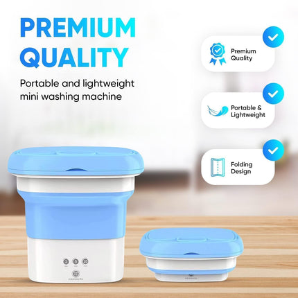 Portable Foldable Mini Top Loading Washing Machine 2kg with Spinner and Dryer for Baby Clothes, Semi Automatic Bucket Washer with Modes for Home, Travel 