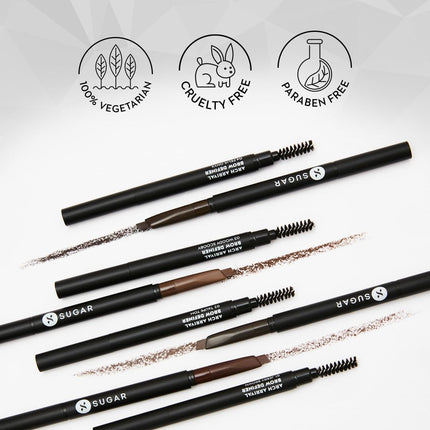 SUGAR Cosmetics Arch Arrival Brow Definer | Brow Pencil with Spoolie | Lasts Upto 12hrs | Pigmented Eyebrow Pencil |Long Lasting & Natural Finish | 3.5gm | Jerry Brown 