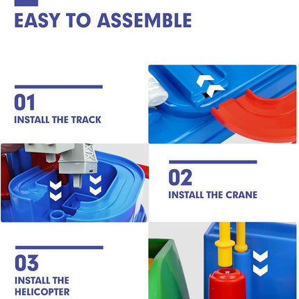 HIRNAYA Car Race Track Adventure Toys for 3+ Year Old Boys & Girls, City Rescue Preschool Educational Vehicle Puzzle Playset 