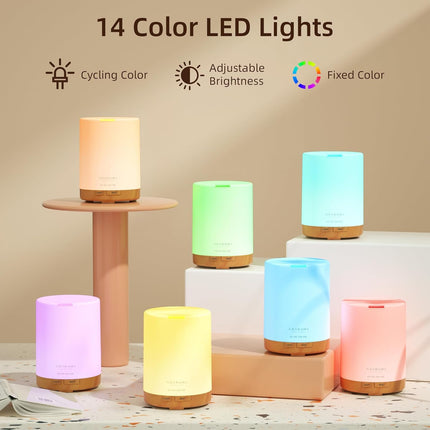 ASAKUKI 300ML Essential Oil Diffuser, Quiet 5-in-1 Premium Humidifier, Natural Home Fragrance Aroma Diffuser with 7 Led Color Changing Light and Auto-Off Safety Switch-Yellow 