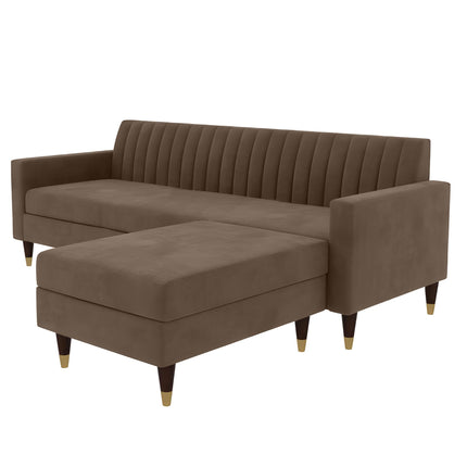 AMATA Elegant 4 Seater Sofa with Two Cushions Perfect for Home Office Guests Living Room (L Shape, Camel)(3 Year Warranty) 