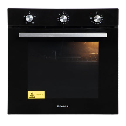 Faber 80L Black Finish Built-In Oven || Push/Pull Knob Control with Digital Display || 4 Cooking Functions with Grill Rack, Universal Pan|| FBIO 80L 4F BK with 1 Yr Comprehensive Warranty 