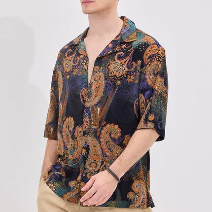 SNITCH Black Printed Box Fit Half Sleeve Oversized Shirts 