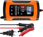 PESOMA Fully Automatic Car Battery Charger 5A 12V, Battery Charger for Car, Bike & Maintainer- EU Plug for Battery Including Calcium Batteries-LED with Flickering Tinted Glass Controller Pack of 1 