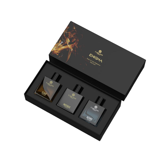Carlton London Premium Enigma Perfume Gift Set | Long-Lasting Spicy, Woody & Citrusy Fragrances | gifts for men | Azure, Incense & Czar EDP (3x50ml) 