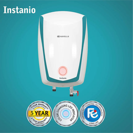 Havells Instanio 10L Storage Water Heater(Geyser)|Faster Heating|Safer to use|Saves electricity|Engineered for Hard Water|Color Changing LED Indicator|Anti Rust Tank|Mcoloy Heating Element 