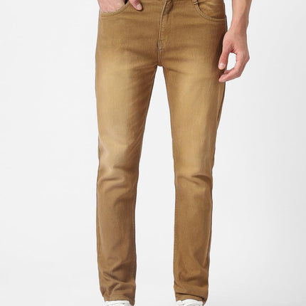 Urbano Fashion Men's Khaki Slim Fit Washed Jeans Stretchable (aveps700spr-khaki-34) 