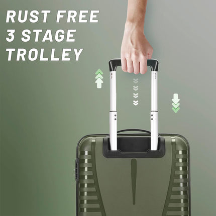 Aristocrat Cabin Polypropylene (PP) Airpro 55 Cm(Small) 8 Wheels Trolley Bags for Travel Hard Case Luggage,Lightweight Bag with Combination Lock & Robust Spinner Trolley with 7 Years Warranty (Green) 