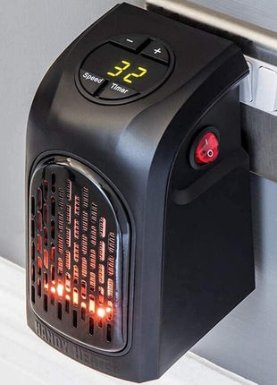 Small Electric Handy Room Heater Compact Plug-in||The Wall Outlet Space Heater 400Watts Garage Bathroom Home||Handy Air Warmer Blower Adjustable Timer Digital Display for Office/Camper