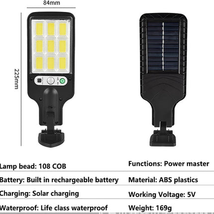 BLACKCROWN 180W Led Solar Street Light Outdoor,10000LM IP65 Waterproof Solar Security Flood Lights Outdoor Motion Sensor, Wired Security Solar Powered Flood Lights for Indoor, Outside, Yard, Garden 