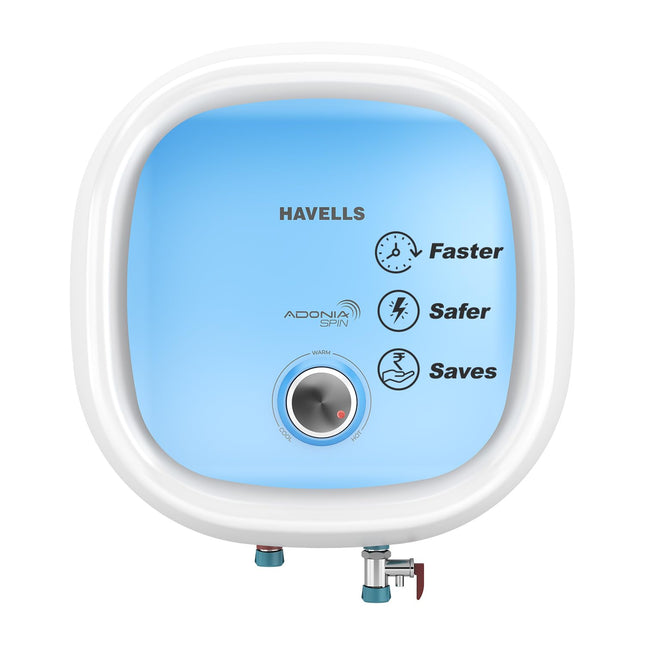 Havells All New Adonia Spin 15L 5 Star Storage Water Heater(Geyser)|Faster Heating|Safe to use|Saves electricity|Feroglas Coated Anti Rust Tank| Temp. setting knob|7 Yr. Tank Warranty| Made In India 