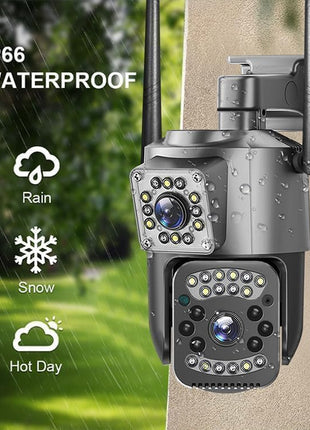 TP Plus 6MP WiFi Dual Lens Outdoor PTZ CCTV Camera 360 Degree View Night Vision