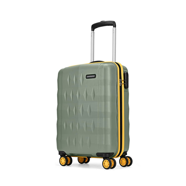 Aristocrat Polycarbonate Spinner Comet Cabin Trolley Bag 56cm|Small|Hard Luggage| Smooth 8-Wheel Suitcase|Combination Lock with Sturdy Zipper|Full Fabric Convipack|3-Year International Warranty(Green) 