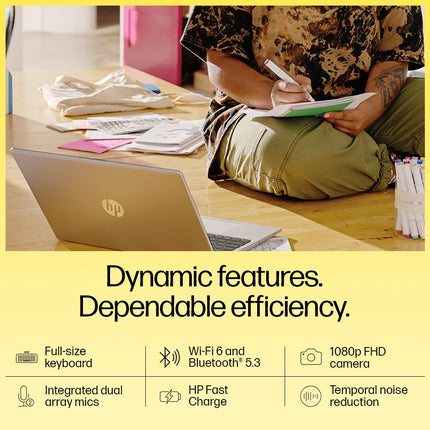HP 15, AMD Ryzen 3 7320U, 8GB LPDDR5, 512GB SSD, Anti-Glare, Micro-Edge, 15.6-inch (39.6 cm), FHD, AMD Radeon Graphics, 1080p HD Camera, (Win 11, Silver, 1.59 kg), fc0154AU 