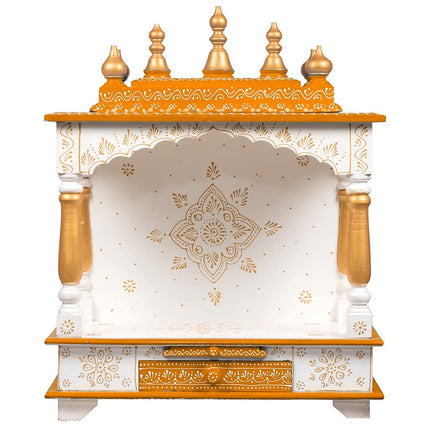Kamdhenu art and craft Hardwood Wooden Temple/Pooja Mandir for Home (Multicolour), 8.66 Inch 