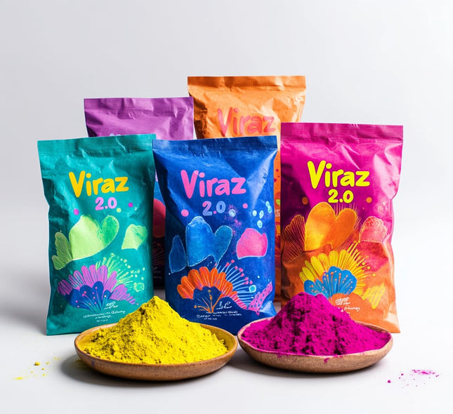Nivasam Mor Pankh Herbal Holi Gulal - Orange | Yellow | Red | Pink and Green - Holi Items- Pack of 5-80gm x 5 - Holi Gift Pack -for Family, Party, Silky, Soft & Skin Friendly, 100% Safe 