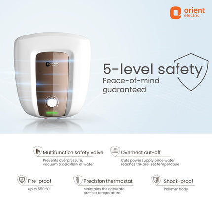 Orient Electric Aquator Edge |15L Storage Water Heater| BEE-5 Star rated |8 bar pressure compatibility | Suitable for high rise buildings |5 years tank warranty 