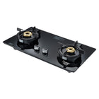 Prestige Svachh Efficia 02AI Hob LP Gas Table|One Touch Advanced Auto Ignition| 8mm Thick superior Toughened Glass|Cast Iron Pan Support|Brass Burners-2|Black 