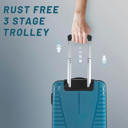 Aristocrat Airpro Cabin 55 Cm(Small) Polypropylene 360 Degree 8 Wheels Trolley Bag for Travel Hard Case Luggage, Lightweight with Combination Lock & Robust Trolley with 7 Yrs Warranty (Teal Blue) 