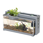 Qpets® Small Fish Tank for Betta Fish with LED Light & Air Pump | USB Powered Desktop Aquarium | Hydroponics Pot | Stylish Home Office Decor (31.5×13×16.5cm) 