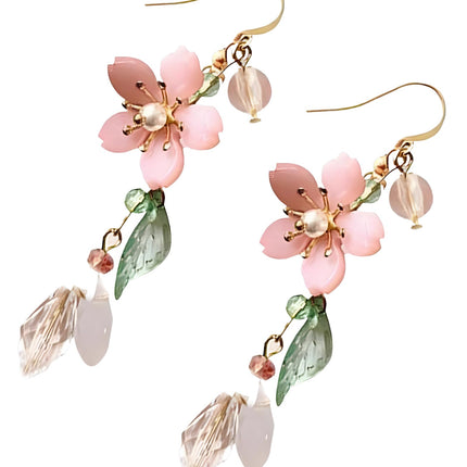 Statement Earrings for Women, Stylish Pink Flower Dangle Earrings, Korean Inspired Design, Elegant Western Style Earring for Girls, Perfect Special Occasions